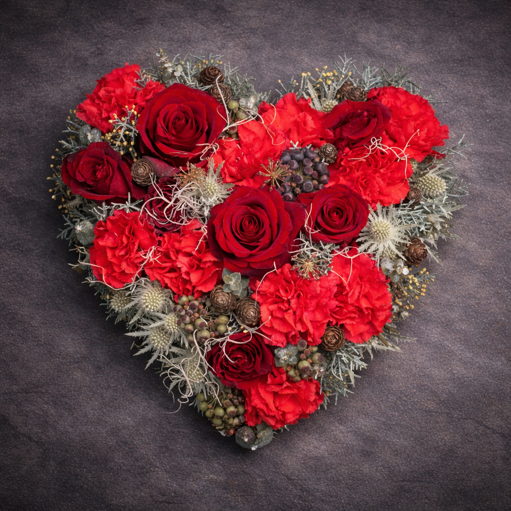 Cœur funéraire rouge