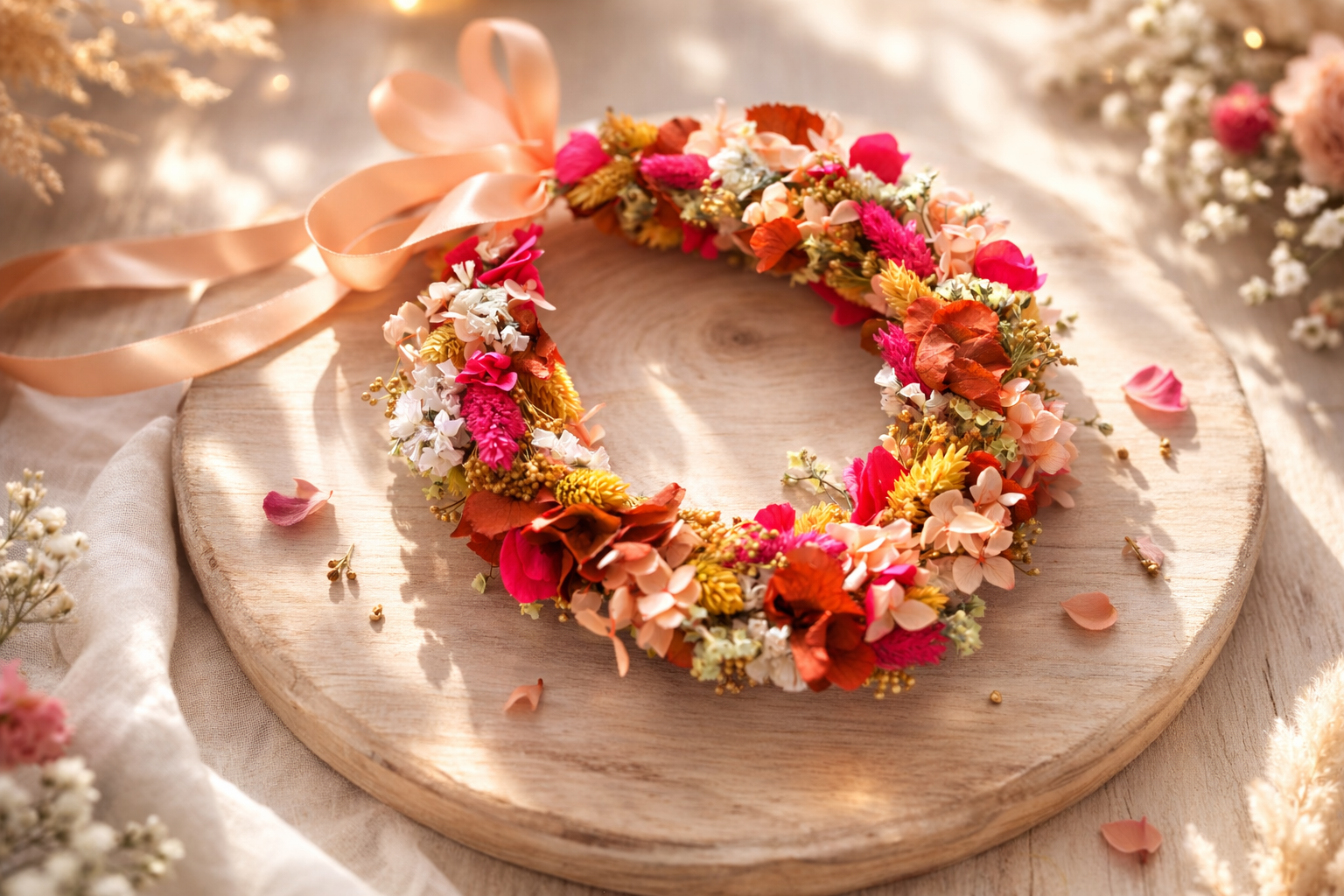 Couronne de mariée colorée