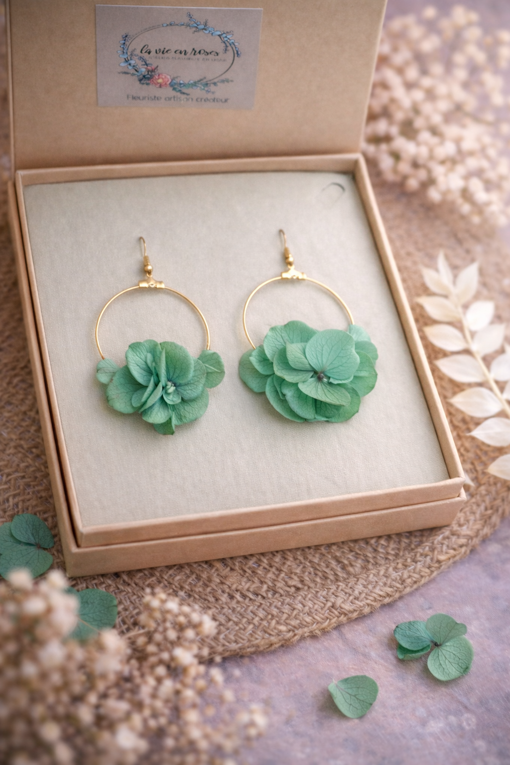 Boucles d'oreilles "hortensia" bleu turquoise