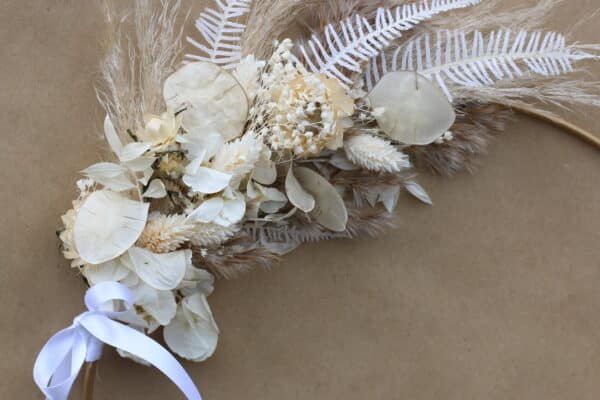 Couronne de fleurs séchées blanc "Taille M" – Image 2