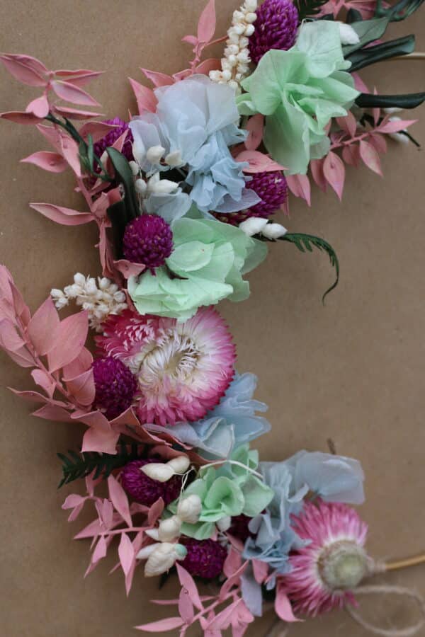 Couronne de fleurs séchées pastel coloré "Taille S" – Image 2