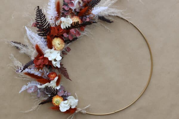 Couronne de fleurs séchées terracotta "Taille M"