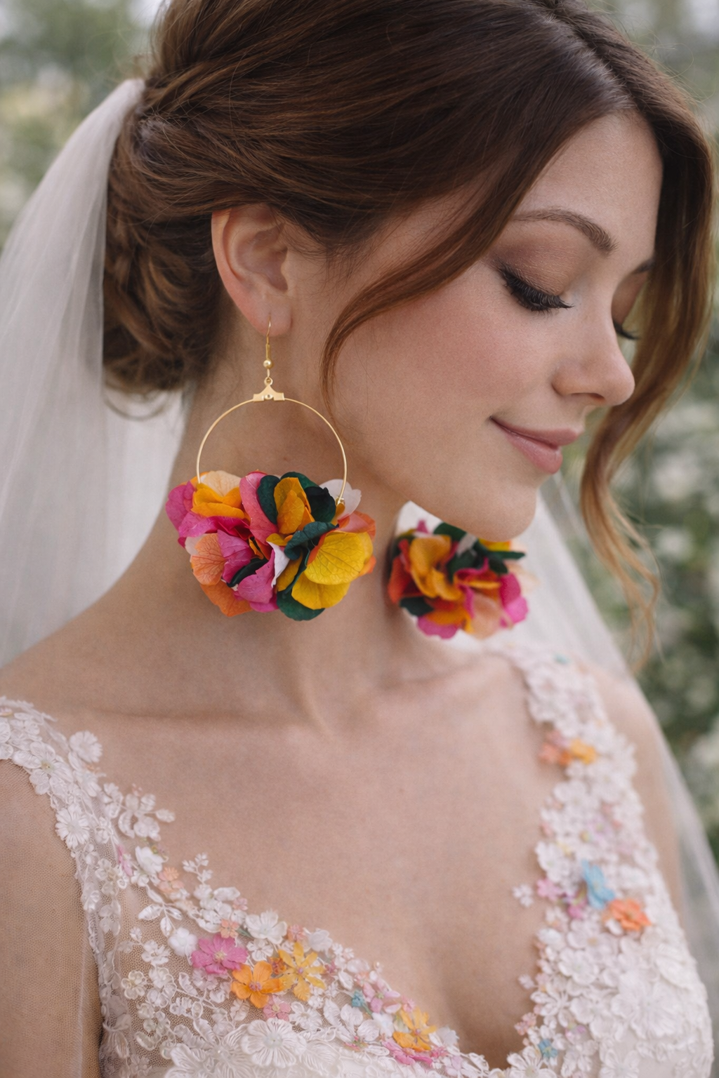 Boucles d'oreilles "hortensia" multicouleurs – Image 2