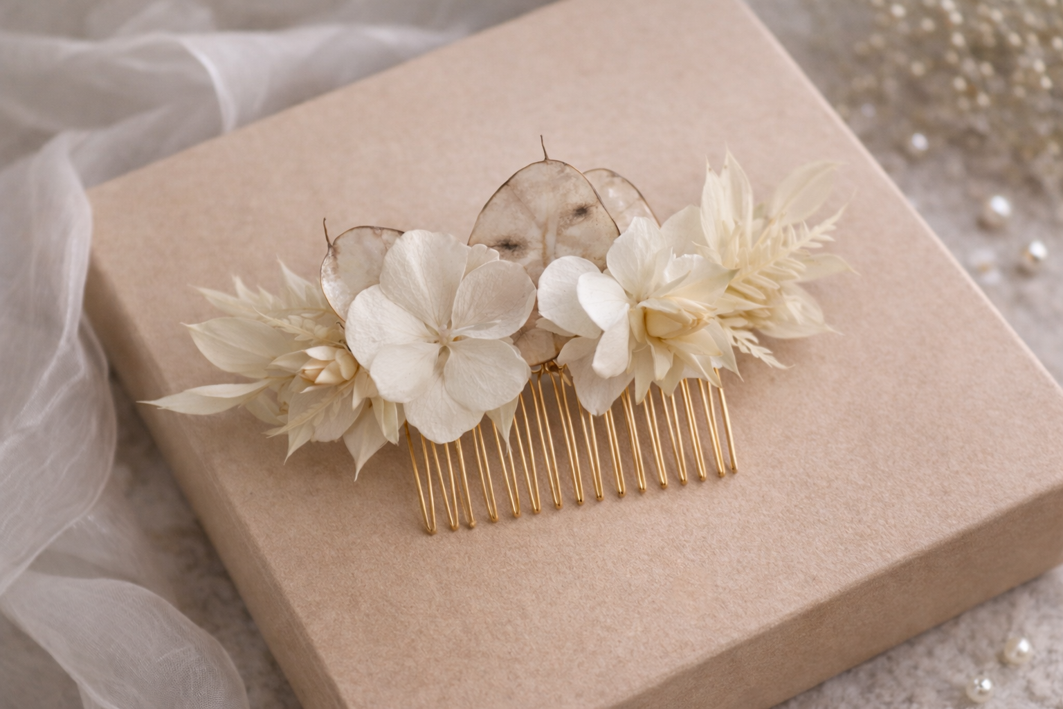 Peigne fleurs séchées "collection pureté"