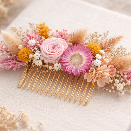 Peigne fleurs séchées
